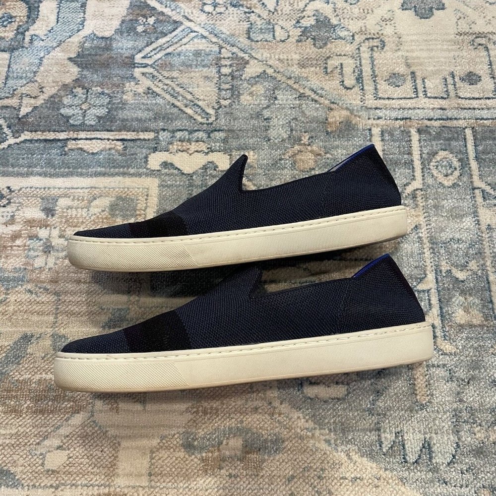 Rothy's Slip On Sneakers Night Stripe Womens US 10.5 Navy Sustainable Recycled - Picture 4 of 12